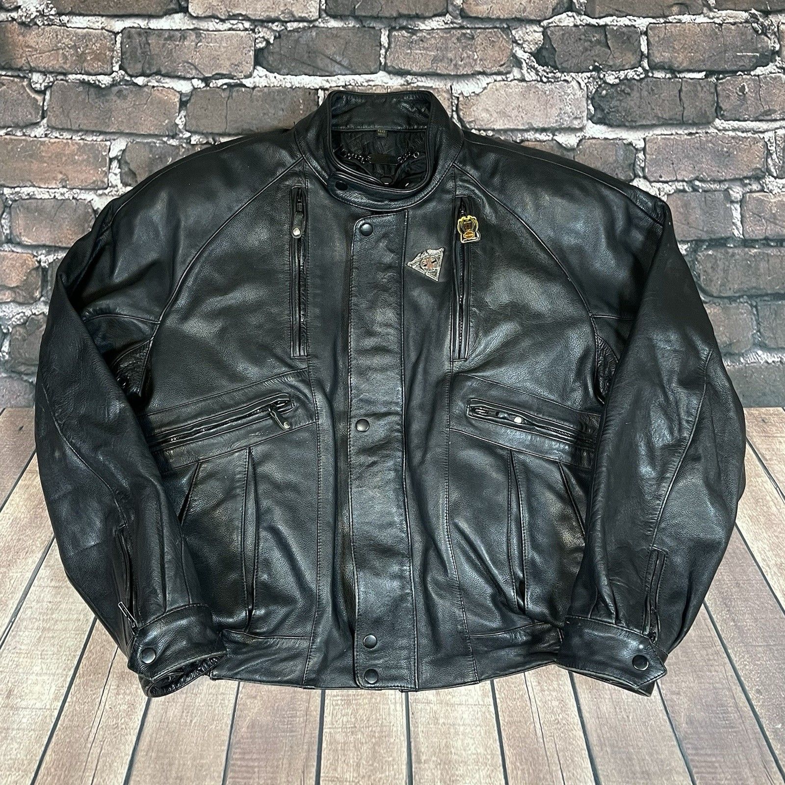 Vintage Harley Davidson Leather Black Biker Jacket 90s Motorcycle Zip Up Size 48